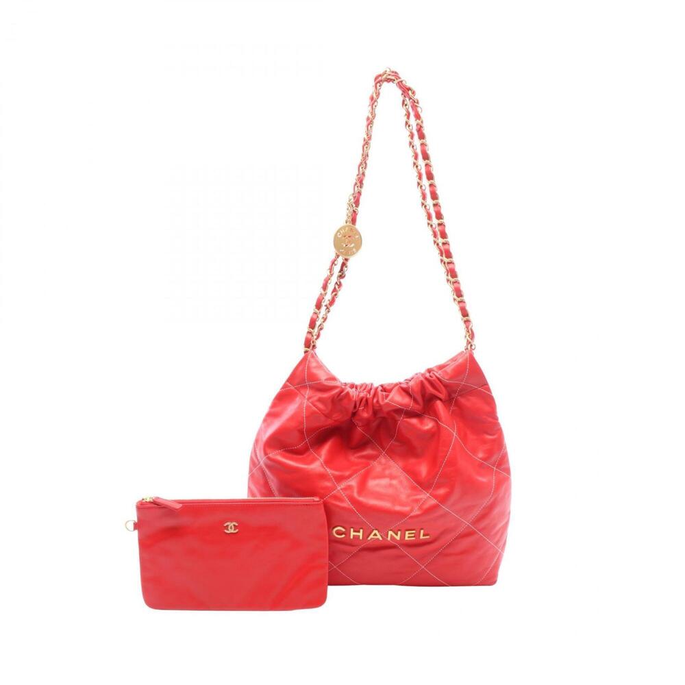 Chanel Matelassé 22 Small Shoulder Bag/Handbag, Leather, Women's, Red